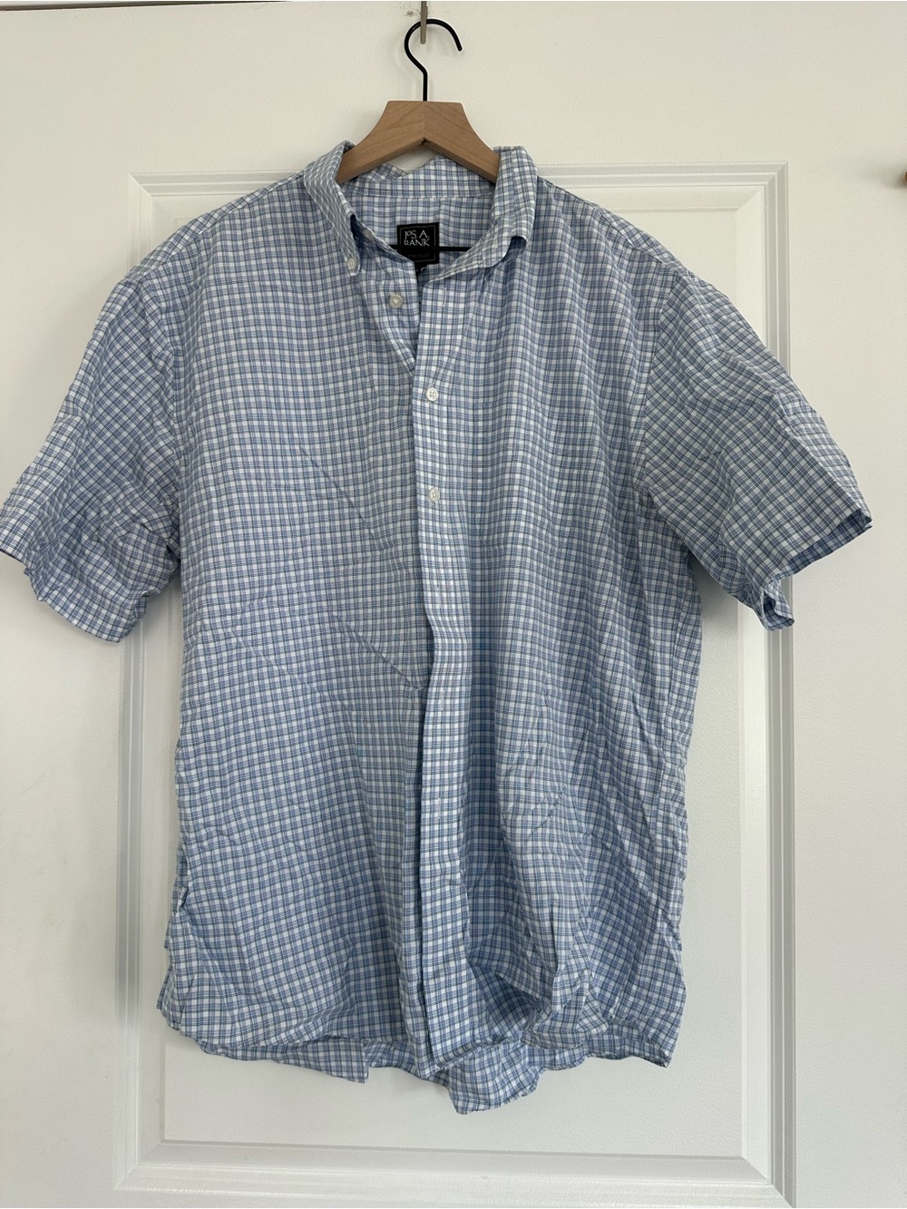 Jos. A. Bank Checked Short Sleeve Traveler Button-Down Shirt, Tailored Fit